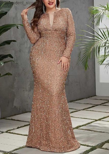 Abiti sexy urbani Abiti da festa per donna taglie forti Abito da sera a coda di pesce con perline di moda 2023 Abiti da sposa eleganti a maniche lunghe nuovo temperamento L240309