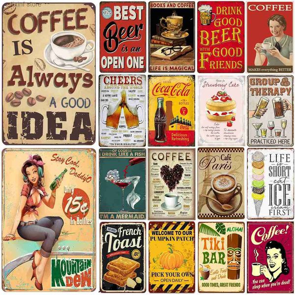 Metallmalerei „Kaffee ist immer eine gute Idee“, Blechschilder für Cola-Bier, Poster, Wanddekoration für Bars, Männerhöhlen, Cafés, Clubs, Retro-Plakattafel T240309