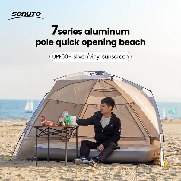 Sonuto Outdoor 3-4P Tenda da campeggio One-Touch Apertura automatica rapida Tenda da pesca da spiaggia Famiglia Viaggio Picnic Park Ombra anti-UV 240223