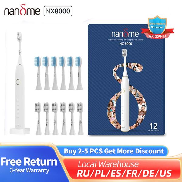 Nandme NX8000 Inteligente Sonic Escova de Dentes Elétrica Limpeza Profunda Escova de Dentes IPX7 À Prova D 'Água Micro Vibração Branqueador 240309