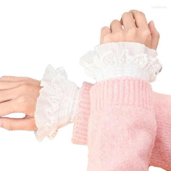 Ginocchiere decorative maniche finte per donna Polsini elastici con volant Camicia Cappotto invernale Giacche Accessori per cucire 449B