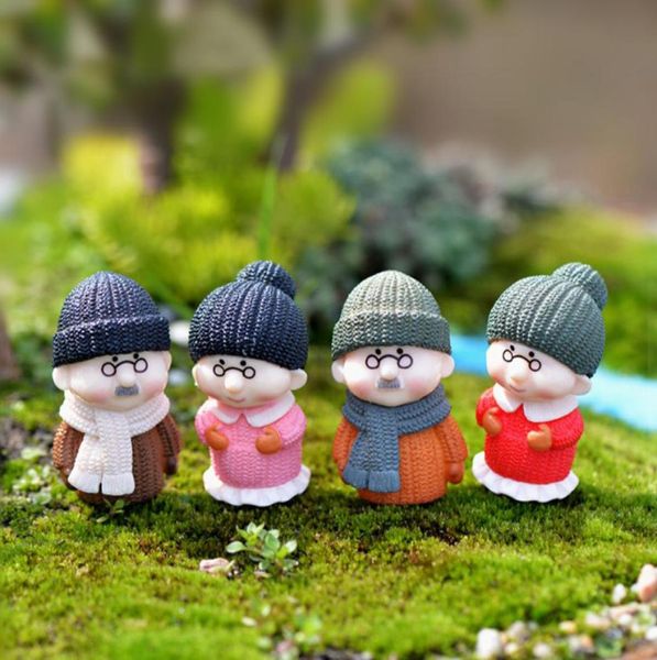 4 pzlotto Mini Nonno E Nonna Ornamento Fata Giardino Miniature Gnome Terrari Figurine Per La Decorazione Domestica4914208