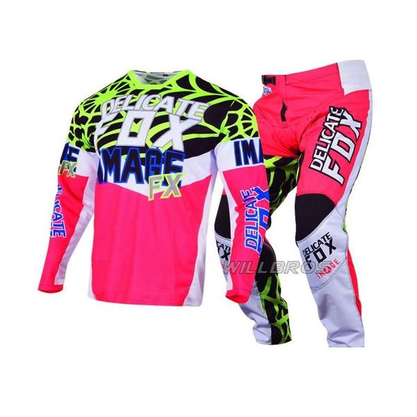 Motosiklet Giyim Narin Fox 180 Miras Venin Örümcek Ağı Jersey Pant Motosiklet MX ATV Dirt Bike UTV MTB Yarış Dişli Set9287025 DR OTUN6