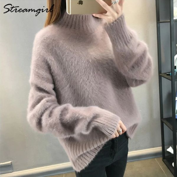 Maglioni maglioni invernali spessi donne invernale curiosini bianchi caldo e soffice femminile jumper inverno tirare maglioni per donne maglione a maglia donna 2021