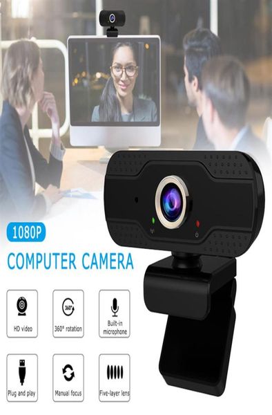 Webcam USB 1080P HD Messa a fuoco manuale Fotocamera Web Microfono integrato Clipon PC Laptop Desktop Webcam USB Nessun driver215M1743174