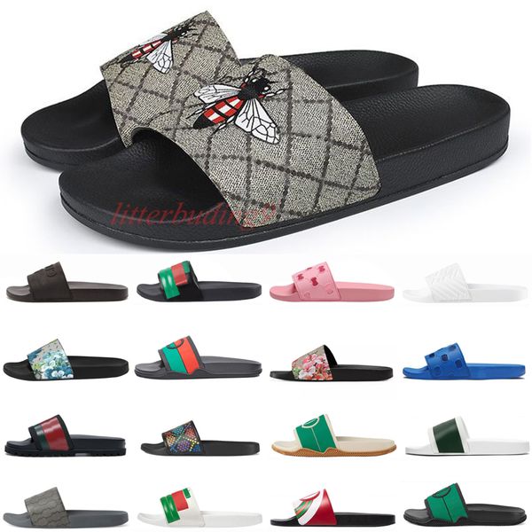 2024 Hausschuhe für Männer, Frauen, Slides, Sandalen, florales Brokat, flache Schuhe, Gear Bottom, Tiger Snaker, Ace Bee Flop, Flip Scuffs, lässige Mode, Strand, EUR 36–45