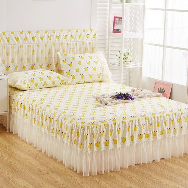 Saia de cama de renda romântica lixar colchas macias fashional lençol gêmeo queen colcha para quarto de menina decoração de casa y200423305z