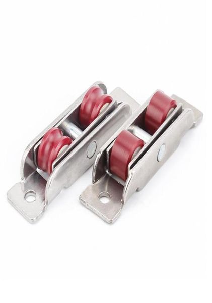 4 unidades de aço inoxidável vermelho nylon plano côncavo roda dupla de plástico portas deslizantes polia de janela utype ultrasilêncio outra porta h8635779