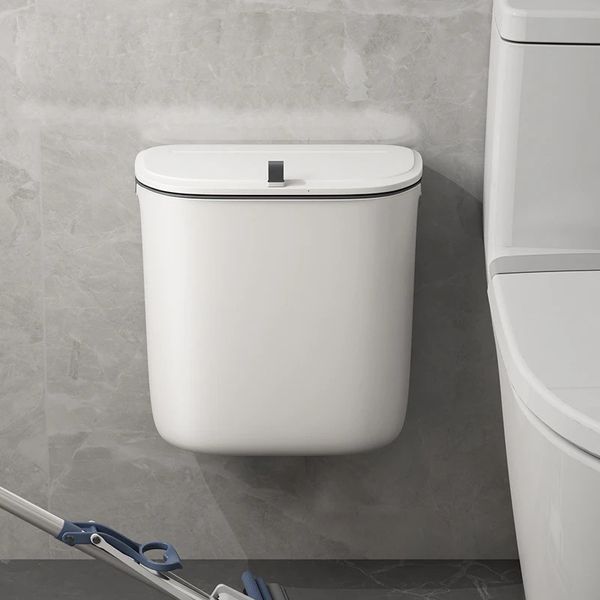 Pattumiera da bagno Pattumiera sospesa a parete con coperchio Pattumiera impermeabile a cucitura stretta Pattumiera per rifiuti WC 79L 240307