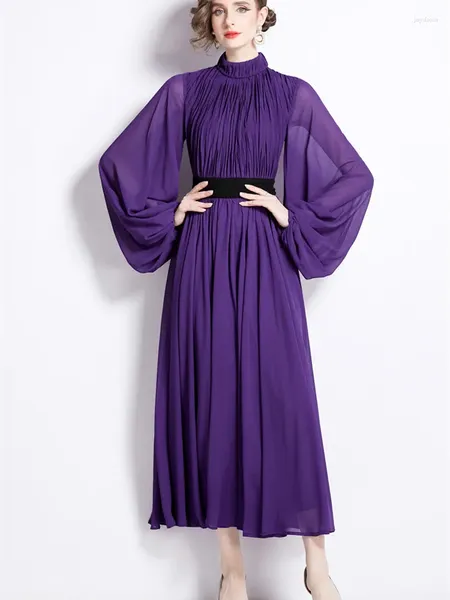 Повседневные платья Фиолетовый шифон для матери невесты 2024 Длинные свадебные платья для гостей Элегантное платье трапециевидной формы для женщин для вечеринок Mujer