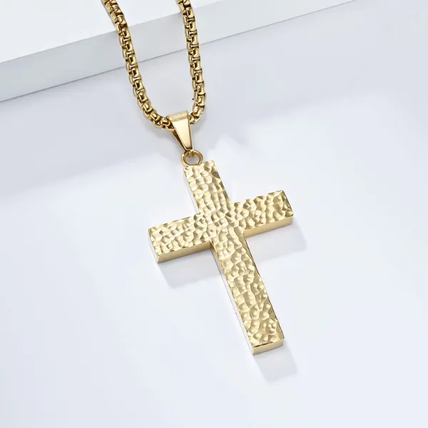 Anhänger Halsketten JHSL Camber Concave Männer Kreuz Anhänger Aussage Halskette Mode Christian Schmuck Edelstahl Schwarz Gold Silber