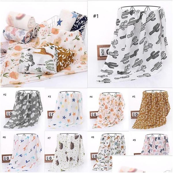 Coperte Fasce 34 Stili Baby Etamine Ddling 100% Cotone Stampa di fiori o animali Coperte Biancheria da letto per la scuola materna Neonato Ddle Bath Towe Dhiho