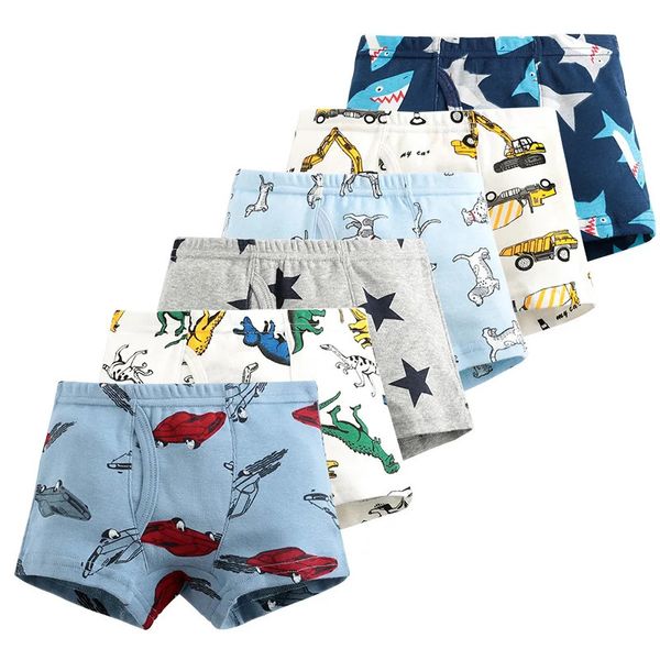 Verkauf hochwertige Jungen Boxershorts Höschen Kinder Kinder Dinosaurier Auto Unterwäsche 2–10 Jahre alt 3 Stück 240228