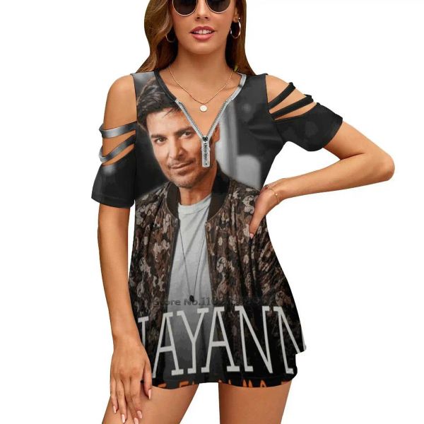 T-Shirts Bopakal Chayanne Desde El Alma Tour 2019 Zipper Seksi Tshirt Sıradan Tops Hollow Kazak Ladies Üst T Shirt Canlı Konser Müzik