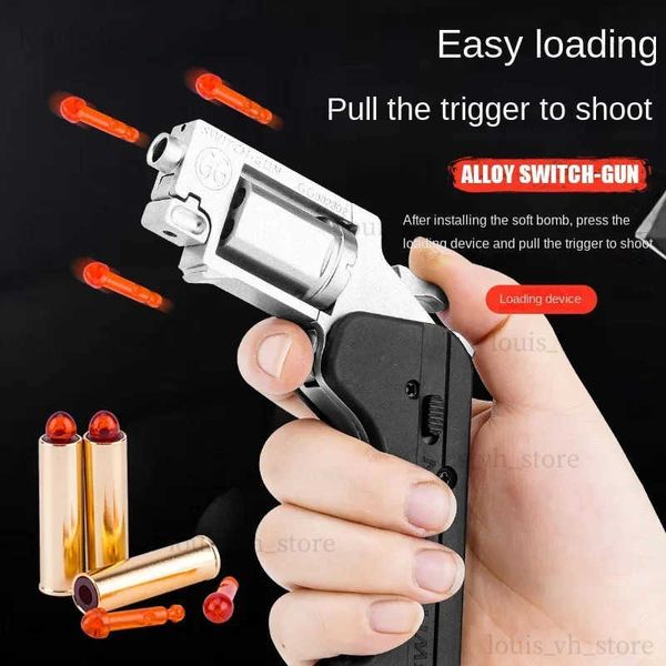 Gun Toys Lifecard Legierung Revolver Spielzeugpistole Pistole faltbar Soft Bullet Shell Ejection Blaster Launcher für Jungen Erwachsene Neujahrsgeschenke Spielzeug T240309