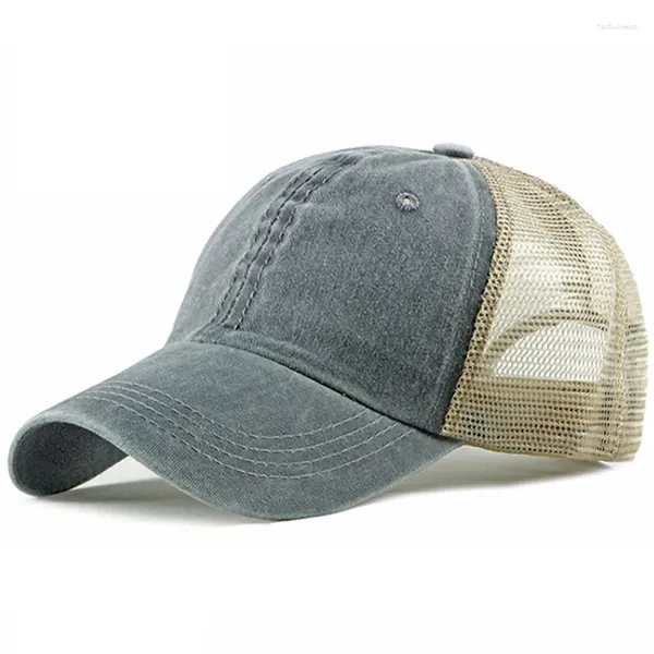 Cappellini da baseball Uomo Donna Cotone lavato Baseball Berretto estivo in rete traspirante Bone Snapback Taglia regolabile Coppie Sport Multicolor