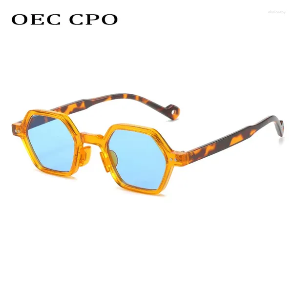 Óculos de sol 2024 polígono moda mulheres pequeno quadro multicolor vintage óculos de sol homens marca de luxo uv400 feminino tons eyewear