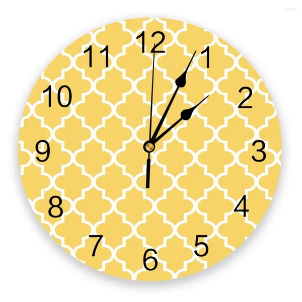 Relógios de parede geométrico amarelo branco 3d relógio design moderno fazenda decoração cozinha vintage pvc redondo sala de estar decoração