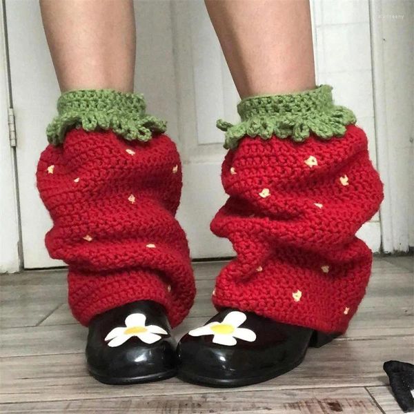 Frauen Socken stricken Beinwärmer Kontrastfarbe kniehohe Y2K ästhetische Boot Manschetten Abdeckung für Streetwear Kawaii kurze