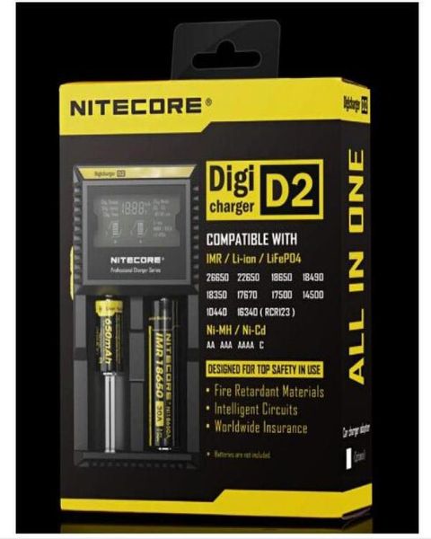 NITECORE D2 New I2 LCD Digicharger Универсальное интеллектуальное зарядное устройство в розничной упаковке с кабелем для 18650 18350 16340 14500 LiionNi9255286