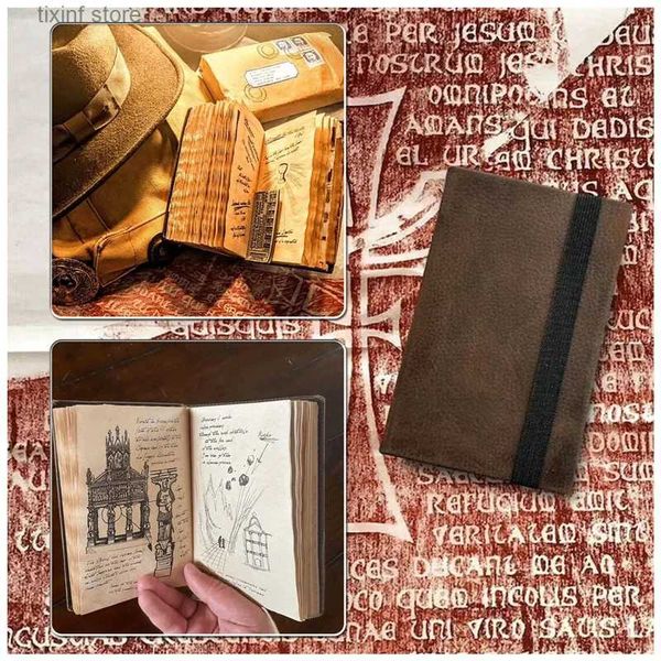 Objetos decorativos estatuetas Indiana Jones Graal Diário ic Filme Prop Réplica Fãs Presente Retro Espiral Notebook Bloco de Notas de Couro Vintage Decoração Presentes T240309