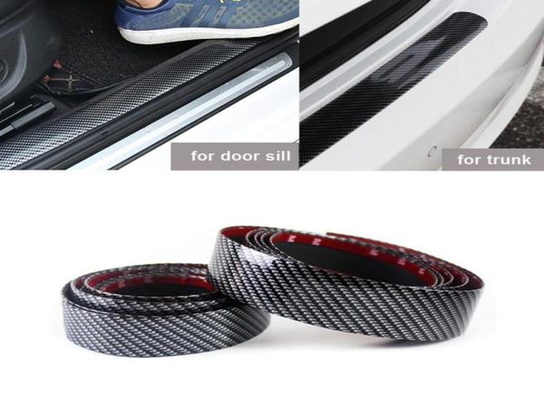 3cm de fibra carbono cor borracha protetor do peitoril da porta do carro adesivo diy tronco pára-choques egde guarda capa anti-risco tira decoração guarnição73175804