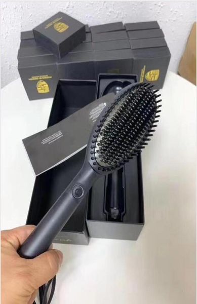 Professionelle Bürste Berühmte Marke Haarbürste Für Salon Haar Styling Keramik Haarglätter Pinsel Styler Werkzeuge Kamm US UK EU P4391617