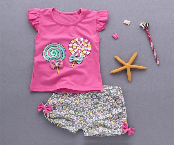 Crianças meninas verão legal tanque outfits 6m 12m 2t 3t criança crianças bebê meninas roupas de algodão shorts calças roupas bonito conjunto4883929