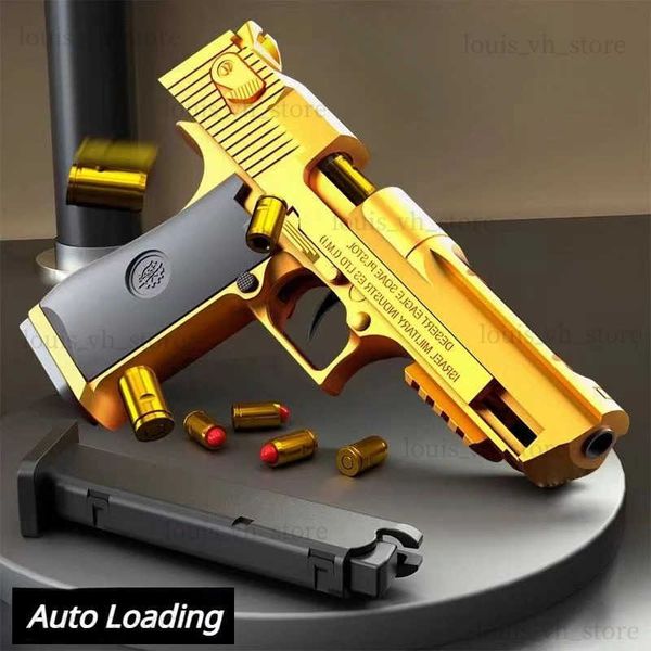 Gun Toys Mechanische automatische Desert Eagle Spielzeugpistole Shell Ejection Airsoft Pistole Soft Bullet Dauerfeuerwaffe für Kinder Schießen T240309