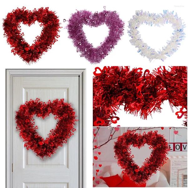 Dekorative Blumen 30 cm Herzform Türkranz Kreative Wandbehang PET Herzförmige Girlande Paar Valentinstag Geschenk