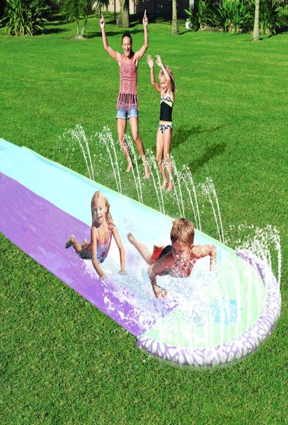 Nuovo scivolo gonfiabile Doppio Racer Piscina per bambini Parco estivo Cortile Divertimento all'aperto Splash Scivolo Scivolo Wave Rider3355130