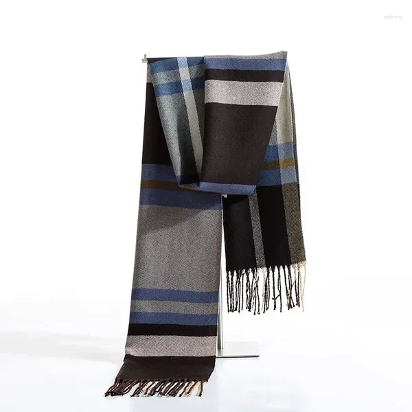 Männer Westen Plaid Langen Schal Winter Warme Kaschmir Frauen Pashmina Foulard Bandana Schals Weibliche Luxus Hijab Quaste Schal Wraps 2024