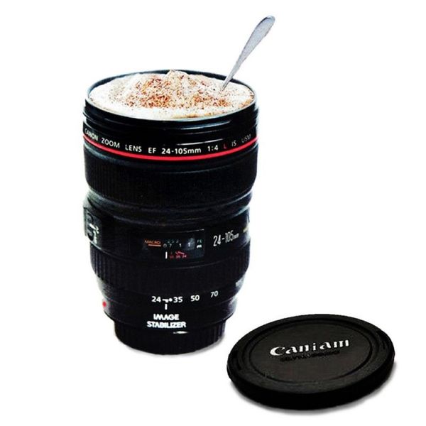 Lente de câmera caniam slr de moda inteira 24-105mm 1 1 escala de plástico café lente criativa cup285d