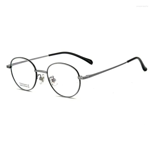 Montature per occhiali da sole Montature per occhiali in puro titanio Cerchio leggero stile casual retrò Placcatura bicolore Cornice semplice ed elegante L5333
