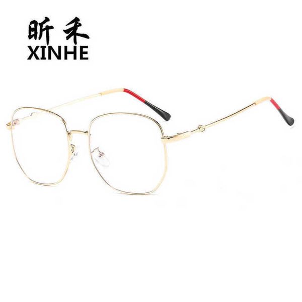 2024 Designer de luxo Novo designer de luxo Óculos de sol Ni Ni Ni de estilo de rosto liso de face moda metal espelho plano popular Red INS Eyeglass Frame