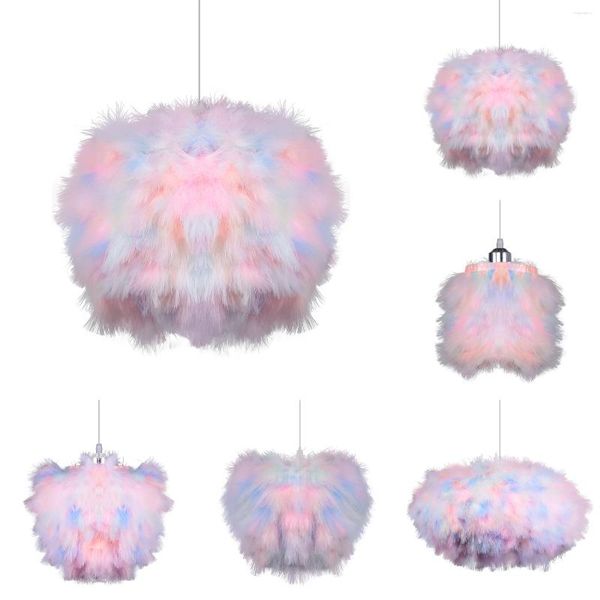 Lâmpadas pendentes Modern Fluffy Light Nordic Chandelier Lâmpada Colorida Pena Pendurada Luminária para Sala de estar Quarto LED