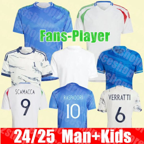 Novo 2024 2025 Home Away Itália Futebol Jerseys Versão Jogador Maglie Da Calcio Pellegrini Chiesa Barella Italia 23 24 Futebol Shi