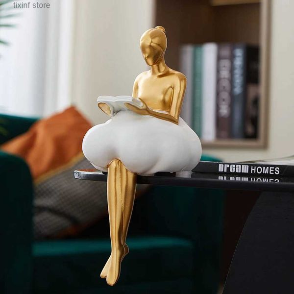 Estatuetas de objetos decorativos Estátuas de design nórdico Esculturas douradas e estatuetas Estatuetas para interior Decoração de quarto Kawaii Acessórios de escritório Decoração de casamento T2