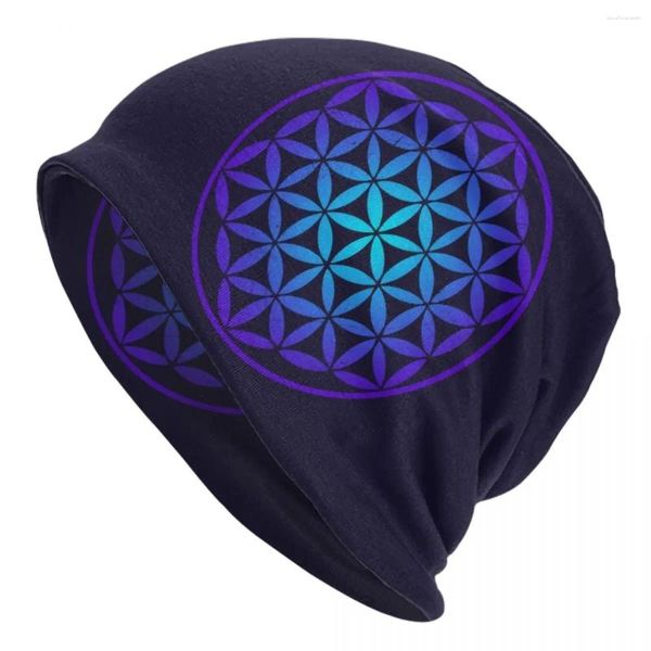 Berretti Simbolo Fiore della Vita Geometria Sacra Regalo Skullies Berretti Berretti Unisex Inverno Maglia Cappello Mandala Bonnet Cappelli Berretto da sci all'aperto