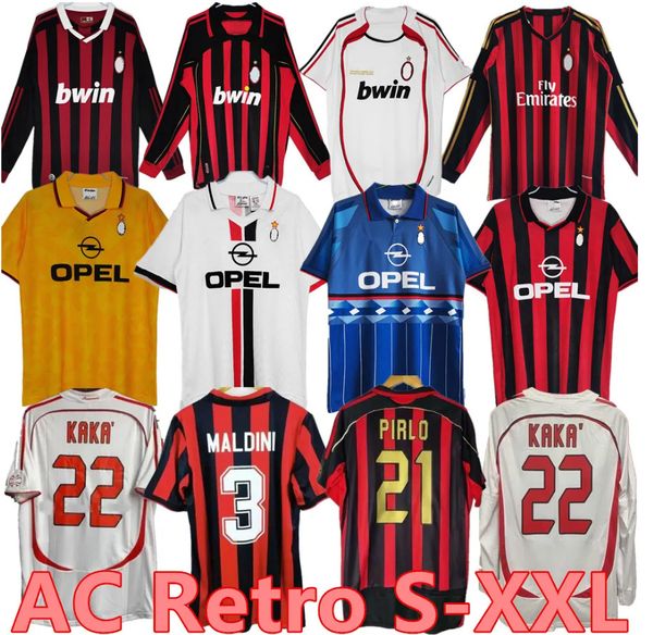 90 91 camisas retro camisas de futebol 95 96 97 Gullit 01 02 03 12 14 15 Maldini van Basten Football Kaka Inzaghi 06 07 Pirlo Shevchenko Baggio acc Milans Jersey 888