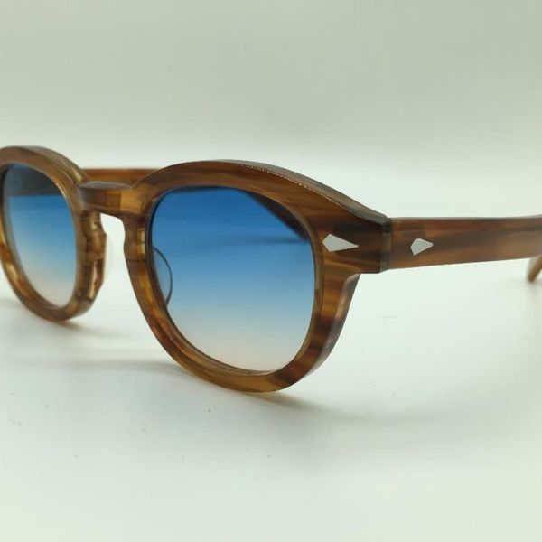 Occhiali da sole stile Whole-SPEIKE personalizzati Lemtosh Johnny Depp di alta qualità Occhiali da sole rotondi vintage Lenti blu-marrone 200j