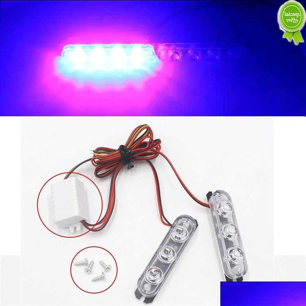 Auto Altro Elettronica per auto Nuovo 1 paio Luci della polizia LED Lampeggiatore stroboscopico 3 Flash Stroboscopi Luce Parcheggio Segnale di avvertimento di emergenza Dro Dhrl1