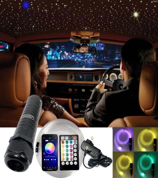 Outras luzes Iluminação Lâmpada de fibra DC12V 6W RGB Carro Telhado Estrela LED Kits de luz de teto óptico 2M 075mm Óptico com RF Control6308344