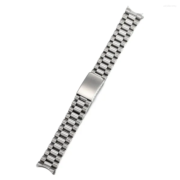 Uhrenarmbänder 316L Edelstahl SKX 18 mm 20 mm gebürstetes, massives President-Armband mit gebogenem Ende