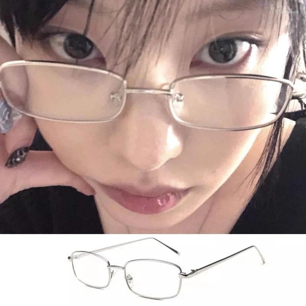 Sonnenbrille Kleine Quadratische Legierung Rahmen Brille Retro Lesen Anti Blaues Licht Für Frauen Männer Metall Klare Linse