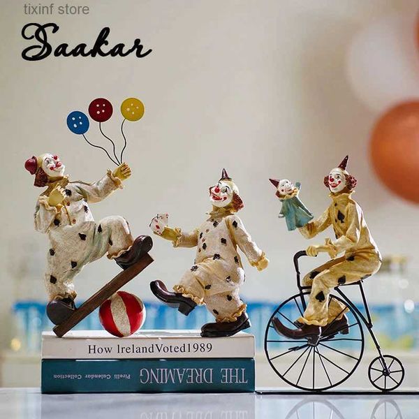 Dekorative Objekte Figuren Europäischen Stil Retro Vintage Zirkus Clown Harz Figuren Hause Wohnzimmer Schlafzimmer Puppe Statuen Desktop Dekoration Zubehör T240