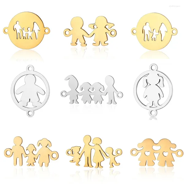 Charms 5 teile/los Familie DIY Großhandel 316 Edelstahl Papa Mutter Junge Anschlüsse Charme Mädchen Schwestern Brüder Schmuck Anhänger