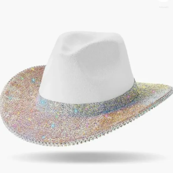 Berretti Cappello da cowboy tempestato di diamanti Cavaliere unisex Versatile per oggetti di scena Po Y1UA