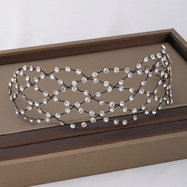 Fermagli per capelli Fasce per capelli barocche vintage in filo nero Tiara di cristallo Fascia per capelli Accessori da sposa Gioielli da sposa Fasce per capelli da donna