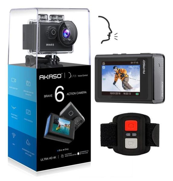 Brave 6 AKASO WiFi-Action-Kamera 4K 20 MP Sprachsteuerung EIS 30 m wasserdichte Kamera Fernbedienung Videoaufzeichnungskamera Sportkamera 26942328